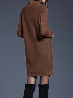 Women's Sweater Dress Jumper Dress Winter Dress Mini Dress Warm Plain Outdoor Daily Holiday Vacation Turtleneck Long Sleeve 2023 Loose Fit White Wine Blue M L XL XXL 3XL -HANA Luxury Wear Shop laxwyp1697711250050