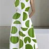Women's Shirt Dress Casual Dress Work Dress Maxi Long Dress Outdoor Office Daily Polyester Modern Casual Shirt Collar Pocket Print Sleeveless Summer Spring 2023 Loose Fit Green Geometric S M L XL XXL -HANA Luxury Wear Shop lcwhlz1688008694320