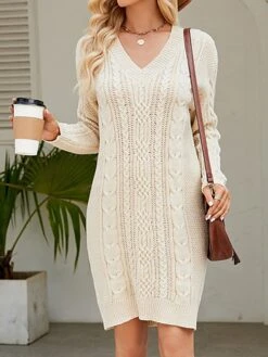 Women's Sweater Dress Winter Dress Jumper Dress Mini Dress Ruched Outdoor Street Daily Fashion Streetwear V Neck Long Sleeve 2023 Loose Fit Dark Green Purple Dark Blue Color S M L XL XXL Size -HANA Luxury Wear Shop ldgkkl1692081736135