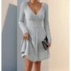 Women's Sweater Dress Winter Dress Jumper Dress Mini Dress Street Active Fashion Crew Neck Long Sleeve 2023 Regular Fit Grey Color S M L XL Size -HANA Luxury Wear Shop lggzvo1692180723761