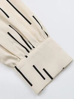 Women's Shirt Dress Casual Dress Midi Dress Outdoor Daily Polyester Fashion Modern Shirt Collar Button Pocket Long Sleeve Fall Winter 2023 Loose Fit Apricot Geometric Striped S M L XL -HANA Luxury Wear Shop lrqjqw1695027671865