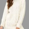Women's Sweater Dress Jumper Dress Casual Dress Mini Dress Warm Pure Color Outdoor Casual Daily Going Out Crew Neck Long Sleeve 2023 Loose Fit White S M L -HANA Luxury Wear Shop lrtpgo1695643790912