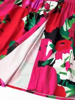 Women's Shirt Dress Casual Dress Midi Dress Outdoor Daily Vacation Polyester Fashion Modern Shirt Collar Button Split Long Sleeve Summer Spring Fall 2023 Loose Fit Red Floral S M L XL 2XL -HANA Luxury Wear Shop lvfgll1689823552739