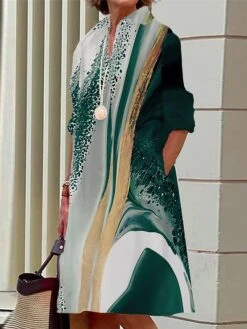 Women's Shirt Dress Casual Dress Midi Dress Outdoor Office Daily Polyester Fashion Modern Shirt Collar Button Pocket Long Sleeve Summer Spring Fall 2023 Loose Fit Light Pink Pink Dark Pink Ombre S M -HANA Luxury Wear Shop lzwbzs1690436734246