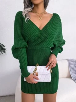 Women's Sweater Dress Winter Dress Jumper Dress Mini Dress Ruched Daily Date Going Out Active Fashion Crew Neck Long Sleeve 2023 Regular Fit Black White Blue Color S M L Size -HANA Luxury Wear Shop mbpzvd1692858704279