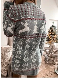 Women‘s Christmas Sweater Dress Winter Dress Sheath Dress Short Mini Dress Red Navy Blue Gray Long Sleeve Elk Snowman Snowflake Knit Fall Winter Round Neck Turtleneck Stylish Casual 2022 S M L XL XXL -HANA Luxury Wear Shop memlix1663151841795