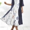 Women's Two Piece Dress Set Casual Dress Daily Vacation Modern Casual Print Midi Dress Crew Neck Half Sleeve Graphic Floral Loose Fit White Dark Green Summer Spring S M L XL XXL -HANA Luxury Wear Shop mfuzef1685013646532