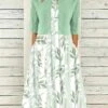 Women's Two Piece Dress Set Casual Dress Print Dress Outdoor Daily Fashion Streetwear Print Midi Dress Crew Neck Half Sleeve Floral Regular Fit Green Summer Spring S M L XL XXL -HANA Luxury Wear Shop mlvekf1684479964631