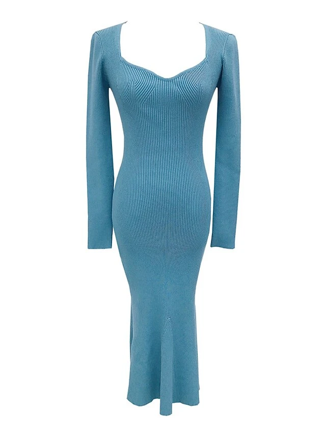 Women's Sweater Dress Jumper Dress Casual Dress Midi Dress Fashion Pure Color Outdoor Daily Vacation Going Out V Neck Long Sleeve Patchwork 2023 Regular Fit Black Pink Blue S M 12 Women's Sweater Dress Jumper Dress Casual Dress Midi Dress Fashion Pure Color Outdoor Daily Vacation Going Out V Neck Long Sleeve Patchwork 2023 Regular Fit Black Pink Blue S M - Image 10