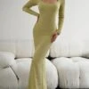 Women's Sweater Dress Jumper Dress Sheath Dress Long Dress Maxi Dress Fashion Pure Color Outdoor Daily Holiday Vacation U Neck Long Sleeve 2023 Slim Black Wine Brown S M L XL