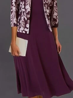 Women's Casual Dress Dress Set Two Piece Dress Midi Dress Black Wine Navy Blue 3/4 Length Sleeve Print Print Winter Fall Autumn Crew Neck Stylish 2023 S M L XL XXL 3XL -HANA Luxury Wear Shop mqqkdj1691639612249