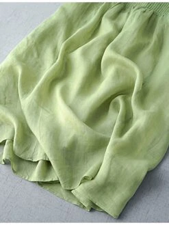 Women's Casual Dress Cotton Linen Dress White Dress Midi Dress Cotton Blend Basic Casual Outdoor Vacation V Neck Ruched Half Sleeve Summer Spring Fall 2023 Loose Fit White Green Apricot Pure Color M -HANA Luxury Wear Shop mtdbwp1682564022829