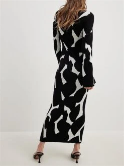 Women's Sweater Dress Winter Dress Jumper Dress Long Dress Maxi Dress Fashion Leopard Outdoor Daily Holiday Date Crew Neck Long Sleeve Print 2023 Slim Black S M L XL -HANA Luxury Wear Shop mudddf1692938962077