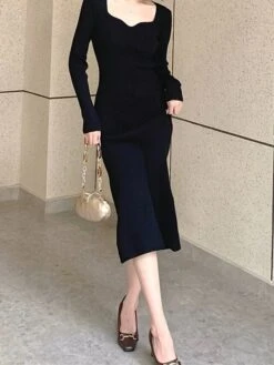 Women's Sweater Dress Jumper Dress Casual Dress Midi Dress Fashion Pure Color Outdoor Daily Vacation Going Out V Neck Long Sleeve Patchwork 2023 Regular Fit Black Pink Blue S M 19 Women's Sweater Dress Jumper Dress Casual Dress Midi Dress Fashion Pure Color Outdoor Daily Vacation Going Out V Neck Long Sleeve Patchwork 2023 Regular Fit Black Pink Blue S M -HANA Luxury Wear Shop muuvcw1695268442268