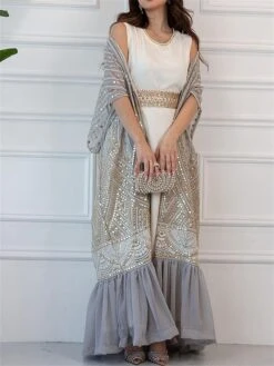 Women's Two Piece Dress Set Party Dress Sheath Dress Party Cocktail Party Fashion Party Lace Up Ruched Long Dress Maxi Dress Crew Neck Short Sleeve Print Loose Fit Black White Green Fall Winter S M L -HANA Luxury Wear Shop mwtxwu1696691504998