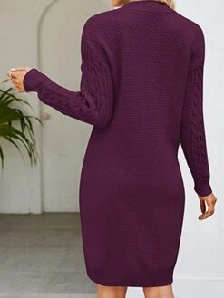 Women's Sweater Dress Winter Dress Jumper Dress Mini Dress Ruched Outdoor Street Daily Fashion Streetwear V Neck Long Sleeve 2023 Loose Fit Dark Green Purple Dark Blue Color S M L XL XXL Size -HANA Luxury Wear Shop nbhhzy1692081739772