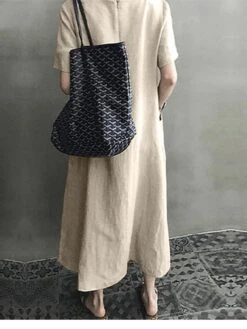 Women's Linen Dress Shift Dress Midi Dress Black Pink Apricot Short Sleeve Pure Color Pocket Summer Spring Fall Crew Neck Basic Loose Fit 2023 M L XL 2XL 3XL 4XL 5XL -HANA Luxury Wear Shop nbmrdd1624443213776