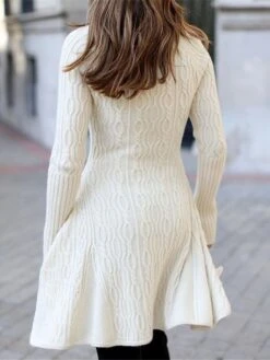 Women‘s Sweater Dress Winter Dress White Dress White Long Sleeve Pure Color Lace Layered Plus High Low Winter Fall Turtleneck High Neck Stylish Elegant Casual 2022 S M L XL XXL XXXL 4XL -HANA Luxury Wear Shop ndalvi1636354379216