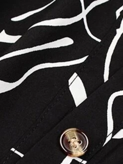 Women's Shirt Dress Casual Dress Mini Dress Outdoor Daily Date Polyester Fashion Modern Shirt Collar Lace Up Button Long Sleeve Fall Winter 2023 Regular Fit Black Geometric S M L XL -HANA Luxury Wear Shop nfocqx1695367376931