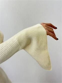 Women's Sweater Dress Jumper Dress Casual Dress Mini Dress Warm Pure Color Outdoor Casual Daily Going Out Crew Neck Long Sleeve 2023 Slim Black Apricot S M L -HANA Luxury Wear Shop njuznq1695106684832