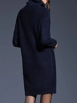 Women's Sweater Dress Jumper Dress Winter Dress Mini Dress Warm Plain Outdoor Daily Holiday Vacation Turtleneck Long Sleeve 2023 Loose Fit White Wine Blue M L XL XXL 3XL -HANA Luxury Wear Shop nnabia1697711246586