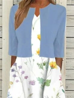 Women's Two Piece Dress Set Casual Dress Print Dress Daily Vacation Fashion Modern Pocket Print Midi Dress Crew Neck Half Sleeve Floral Regular Fit White Summer Spring S M L XL XXL -HANA Luxury Wear Shop nuvwgb1681956310108