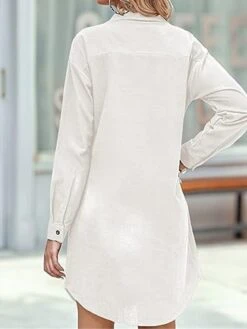Women's Shirt Dress Casual Dress Mini Dress Outdoor Daily Cotton Linen Basic Classic Shirt Collar Button Pocket Long Sleeve Summer Spring Fall 2023 Loose Fit Black White Pink Pure Color S M L XL 2XL -HANA Luxury Wear Shop nvmwum1691465488009