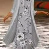 Women's Dress Set Two Piece Dress Chiffon Dress Midi Dress Gray 3/4 Length Sleeve Floral Chiffon Summer Spring Crew Neck Stylish Loose Fit 2023 S M L XL XXL -HANA Luxury Wear Shop nvnyti1645181950918