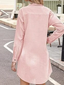 Women's Shirt Dress Casual Dress Mini Dress Outdoor Daily Cotton Linen Basic Classic Shirt Collar Button Pocket Long Sleeve Summer Spring Fall 2023 Loose Fit Black White Pink Pure Color S M L XL 2XL -HANA Luxury Wear Shop odmxgz1691465492943