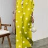 Women's Shirt Dress Casual Dress Maxi Long Dress Outdoor Daily Date Polyester Fashion Modern Shirt Collar Button Print Long Sleeve Fall Winter 2023 Loose Fit Yellow Polka Dot S M L XL 2XL -HANA Luxury Wear Shop ofzqeb1696746937419