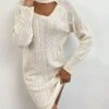 Women's Sweater Dress Winter Dress Jumper Dress Mini Dress Cut Out Outdoor Street Daily Fashion Streetwear Stand Collar Long Sleeve 2023 Loose Fit Apricot Color S M L Size