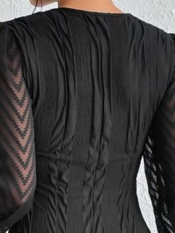 Women's Casual Dress Cotton Linen Dress Mini Dress Linen / Cotton Blend Fashion Classic Outdoor Daily Vacation Crew Neck Puff Sleeve Layered Long Sleeve Fall Autumn 2023 Regular Fit Black Plain S M L -HANA Luxury Wear Shop oofkhr1694669991351