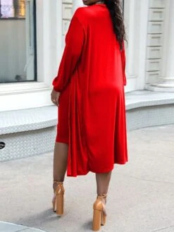 Women's Two Piece Dress Set Casual Dress Skirt Set Home Daily Fashion Streetwear Ribbed Midi Dress Crew Neck Long Sleeve Plain Slim Black White Wine Fall Winter S M L XL XXL -HANA Luxury Wear Shop othvmi1697597303166