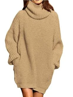 Women‘s Sweater Dress Winter Dress Burnt Orange Dress Wine Red Green Black Blue Khaki Orange Brown Gray White Long Sleeve Pure Color Winter Fall Turtleneck Casual Fit S M L XL -HANA Luxury Wear Shop ovzlhu1628561147462