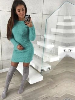 Women‘s Sweater Dress Winter Dress Mini Dress Light Blue Black Red Long Sleeve Pure Color Modern Style Fall Winter Autumn Crew Neck Sexy Winter Dress Fall Dress 2022 S M L XL 2XL 3XL -HANA Luxury Wear Shop pawanq1629801823393