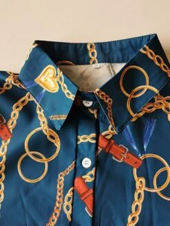 Women's Shirt Dress Sheath Dress Maxi Long Dress Winter Dress Daily Date Polyester Fashion Formal Shirt Collar Lace Up Button Long Sleeve Winter Fall Spring 2022 Slim Green Print S M L XL XXL -HANA Luxury Wear Shop pbcepi1631865785907