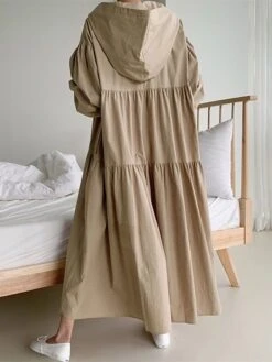 Women's Casual Dress Cotton Linen Dress Swing Dress Maxi Long Dress Linen / Cotton Blend Fashion Basic Outdoor Daily Vacation Hooded Ruched Pocket Long Sleeve Fall Winter Autumn 2023 Loose Fit Black -HANA Luxury Wear Shop phgiwy1693553153563