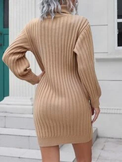Women's Sweater Dress Jumper Dress Casual Dress Mini Dress Warm Pure Color Outdoor Casual Daily Going Out Turtleneck Long Sleeve 2023 Loose Fit Yellow Green S M L -HANA Luxury Wear Shop pjjvvp1695643295573