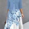Women's Two Piece Dress Set Casual Dress Print Dress Outdoor Daily Fashion Elegant Print Midi Dress V Neck Half Sleeve Floral Regular Fit Blue Purple Green Fall Winter S M L XL XXL -HANA Luxury Wear Shop pnlxge1693277917677