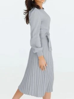 Women's Sweater Dress Jumper Dress Casual Dress Midi Dress Fashion Plain Outdoor Daily Going Out Crew Neck Long Sleeve Ruched 2023 Regular Fit Black Green Khaki S M L XL XXL -HANA Luxury Wear Shop prsdni1694427785725