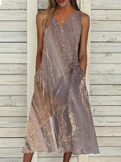 Women's Two Piece Dress Set Casual Dress Print Dress Outdoor Daily Fashion Modern Pocket Print Midi Dress V Neck Half Sleeve Marble Print Regular Fit Gray Summer Spring S M L XL XXL -HANA Luxury Wear Shop ptrcgk1681727516146