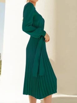 Women's Sweater Dress Jumper Dress Casual Dress Midi Dress Fashion Plain Outdoor Daily Going Out Crew Neck Long Sleeve Ruched 2023 Regular Fit Black Green Khaki S M L XL XXL -HANA Luxury Wear Shop puuxxf1694427788165