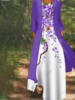 Women's Dress Set Two Piece Dress Church Dress Long Dress Maxi Dress White Red Blue Long Sleeve Floral Print Summer Spring Crew Neck Modern Winter Dress Fall Dress Loose Fit 2023 M L XL XXL 3XL 4XL -HANA Luxury Wear Shop pymave1634096386941