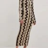 Women's Sweater Dress Winter Dress Jumper Dress Long Dress Maxi Dress Active Stripe Print Outdoor Street Daily Vacation Crew Neck Long Sleeve Print 2023 Slim Black Khaki S M L XL