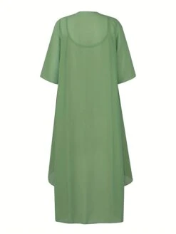 Women's Two Piece Dress Set Casual Dress Swing Dress Daily Date Fashion Streetwear Print Midi Dress Strap 3/4 Length Sleeve Floral Loose Fit Blue Green Fall Winter S M L XL XXL -HANA Luxury Wear Shop qgukqp1693805457757