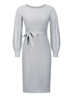 Women‘s Sweater Dress Winter Dress Bodycon Knee Length Dress Black Dark Green Khaki Long Sleeve Pure Color Lace Up Fall Winter Autumn Crew Neck Elegant Winter Dress Fall Dress 2023 S M L XL XXL -HANA Luxury Wear Shop qicsup1657786352259