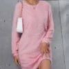Women‘s Sweater Dress Winter Dress Pink Light Green Light Gray Dark Gray Red Brown Beige Light Blue White Black Long Sleeve Pure Color Ruched Winter Fall Crew Neck Stylish Casual S M L XL XXL 3XL