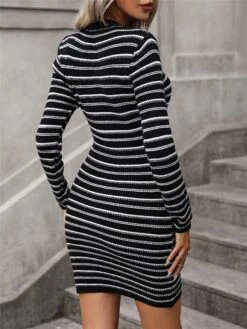 Women's Sweater Dress Winter Dress Jumper Dress Mini Dress Ribbed Daily Date Going Out Fashion Basic Crew Neck Long Sleeve 2023 Slim Black Pink Blue Color S M L XL Size -HANA Luxury Wear Shop qnsofc1692081062357