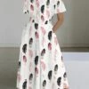 Women's Shirt Dress Casual Dress Swing Dress Maxi Long Dress Outdoor Office Daily Polyester Fashion Modern Shirt Collar Button Pocket Short Sleeve Summer Spring 2023 Loose Fit Black White Pink