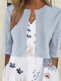 Women's Two Piece Dress Set Casual Dress Print Dress Outdoor Daily Fashion Elegant Pocket Print Midi Dress V Neck Half Sleeve Floral Regular Fit Pink Blue Purple Summer Spring S M L XL XXL -HANA Luxury Wear Shop qojqku1680486912201